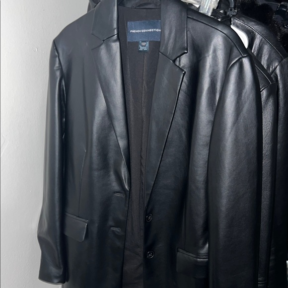 French Connection Jackets & Blazers - Women’s Black Faux Leather Blazer French Connection Biker Gothic Chic